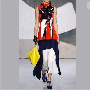 MARNI 3D Abstract Sequined Open Back Poppy Red Runway Sweater